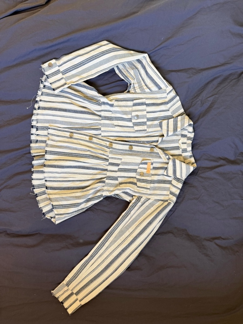 Women’s Mysteree Long Sleeve Cotton Striped Jacket w/ Peplum